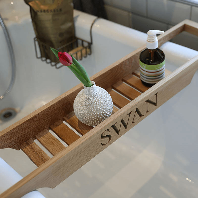 Personalised Slatted Bath Bridge, Oak