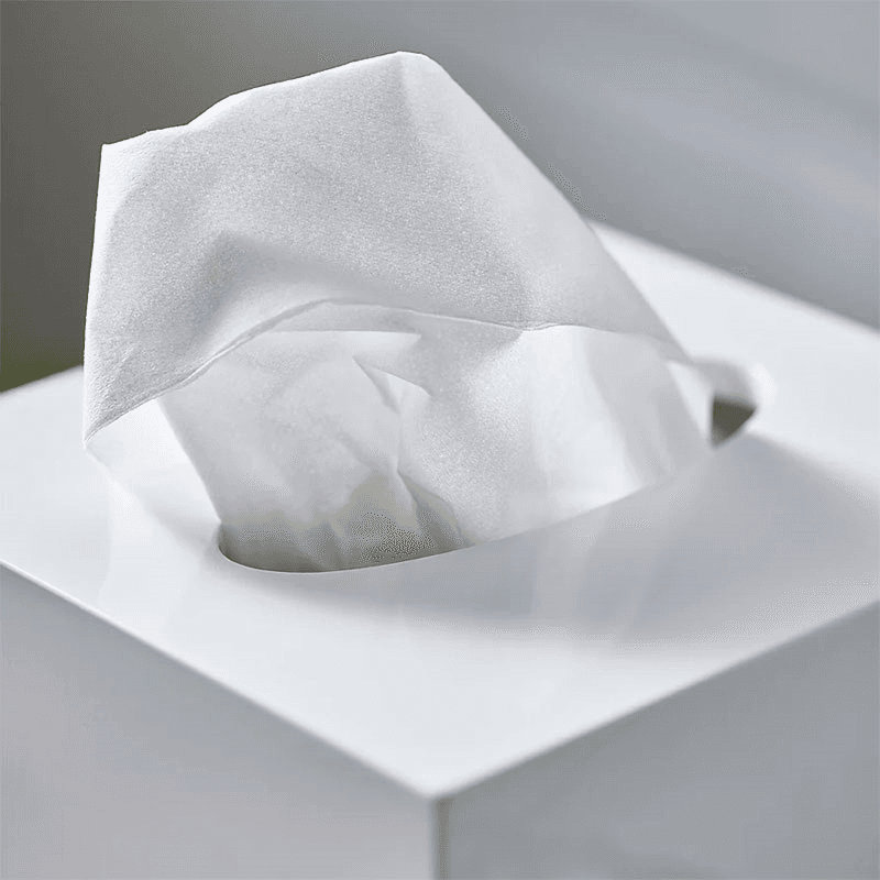 Lacquer Tissue Box Cover, 13 x 13cm, White