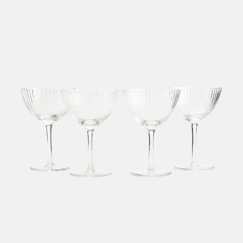 Image showing the Fluted Set of 4 Champagne Coupes, 190ml, Clear product.