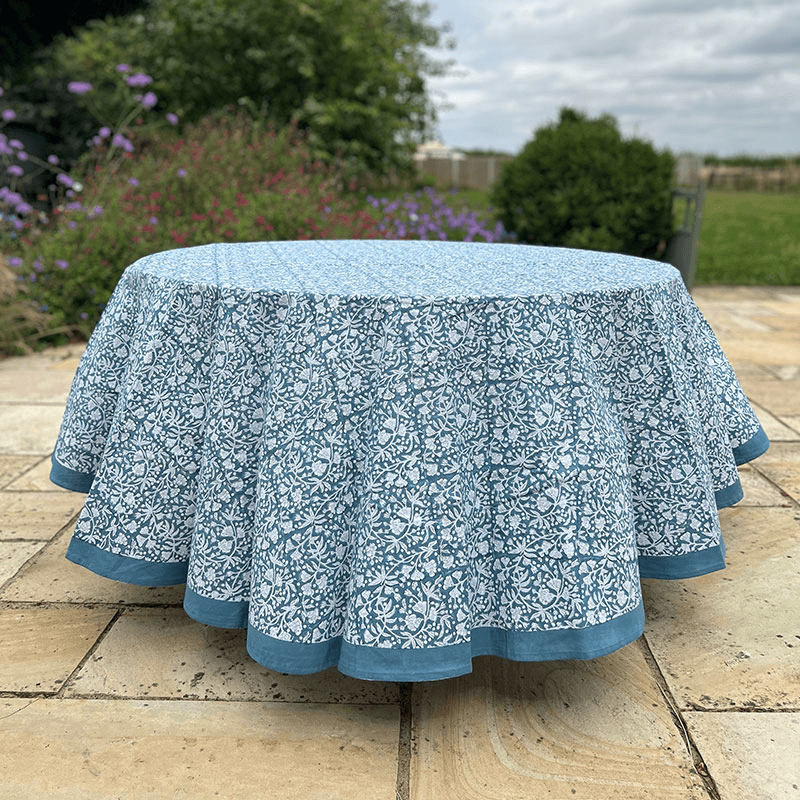Florence Tablecloth, D225cm, French Blue