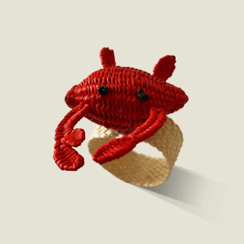 Image showing the Narino Crab Set of 4 Woven Napkin Rings, Red product.