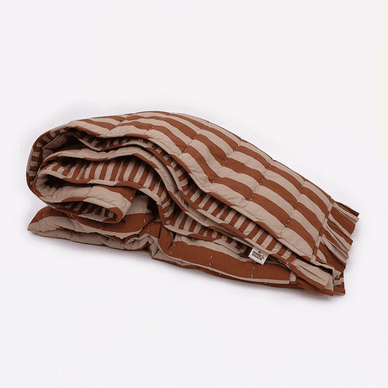 Stripe Quilt, 150 X 200cm, Cinnamon & Oyster