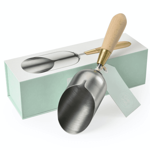 Image showing the Boxed Compost Scoop, Silver/Natural/Brass product.