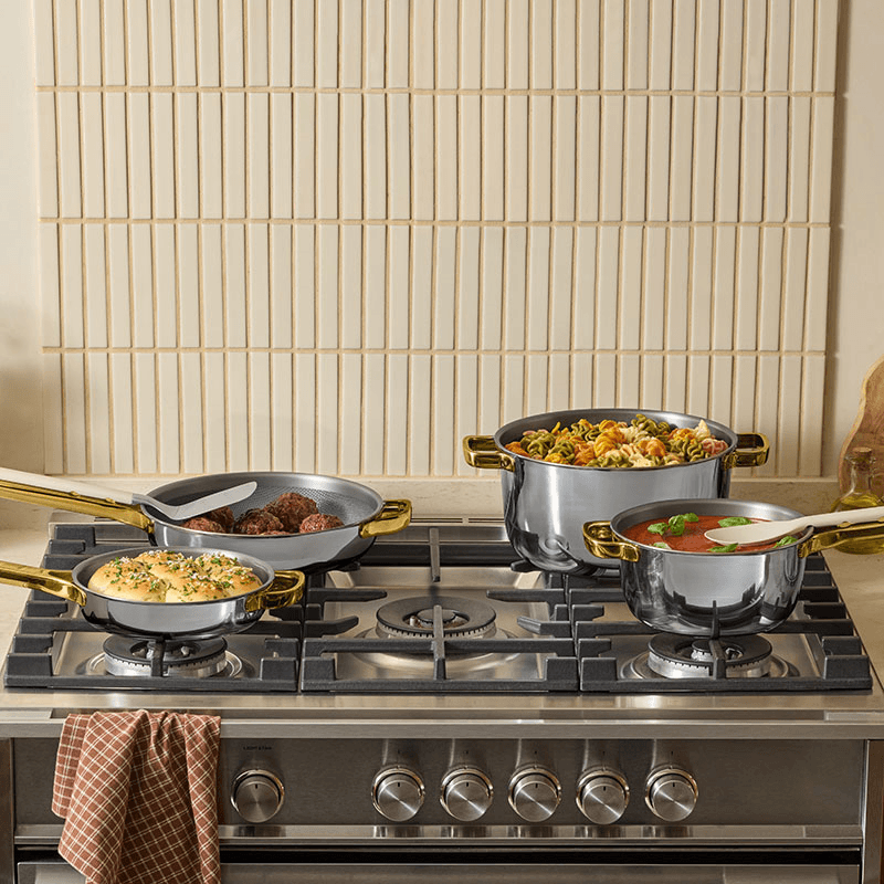 Titanium Pro Cookware Set, Chrome & Gold