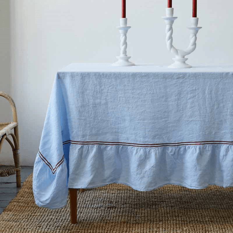 Large Linen Tablecloth, 180 x 350cm, Blue