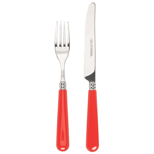 Image showing the Knife and Fork Set, Classic Red product.
