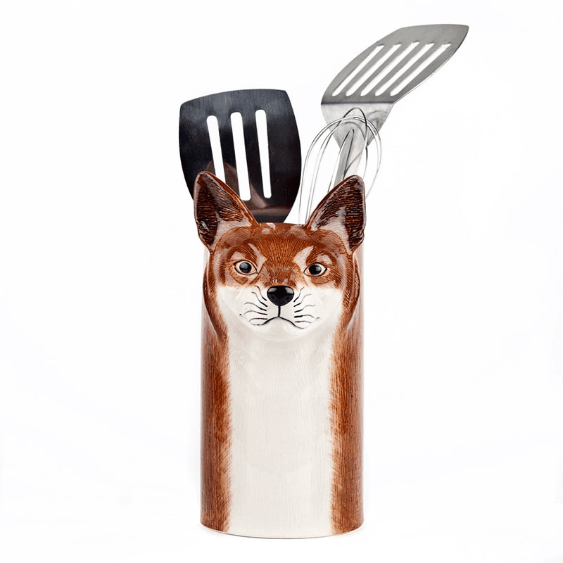 Fox Utensil Pot, H20.5cm, Brown