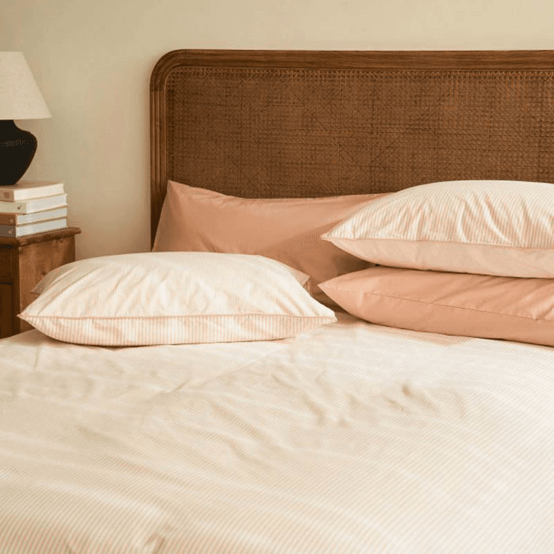 The Stripe 200 Thread Count Pair of Pillowcases, Standard, Clay Pink