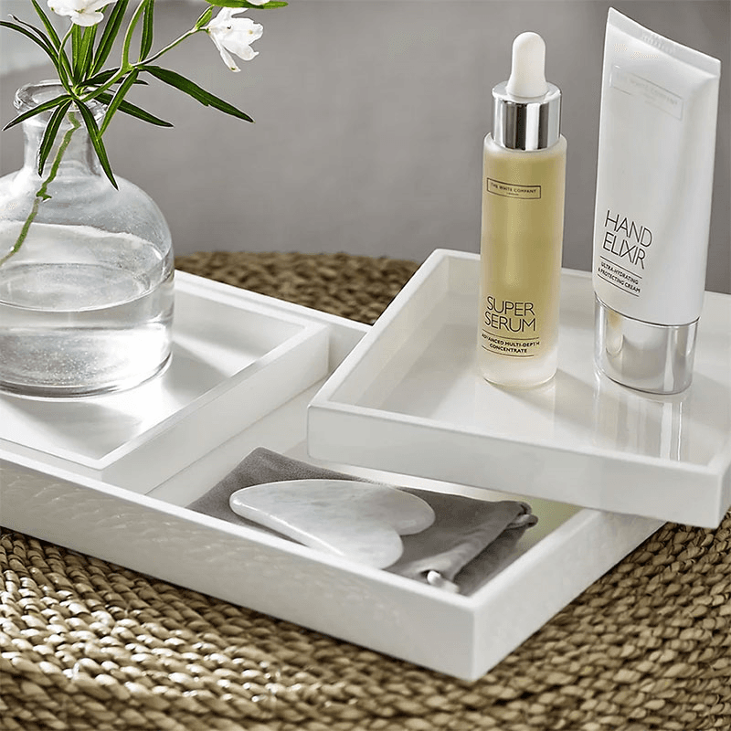 Lacquer Dressing Table Tray, 18 x 18cm, White
