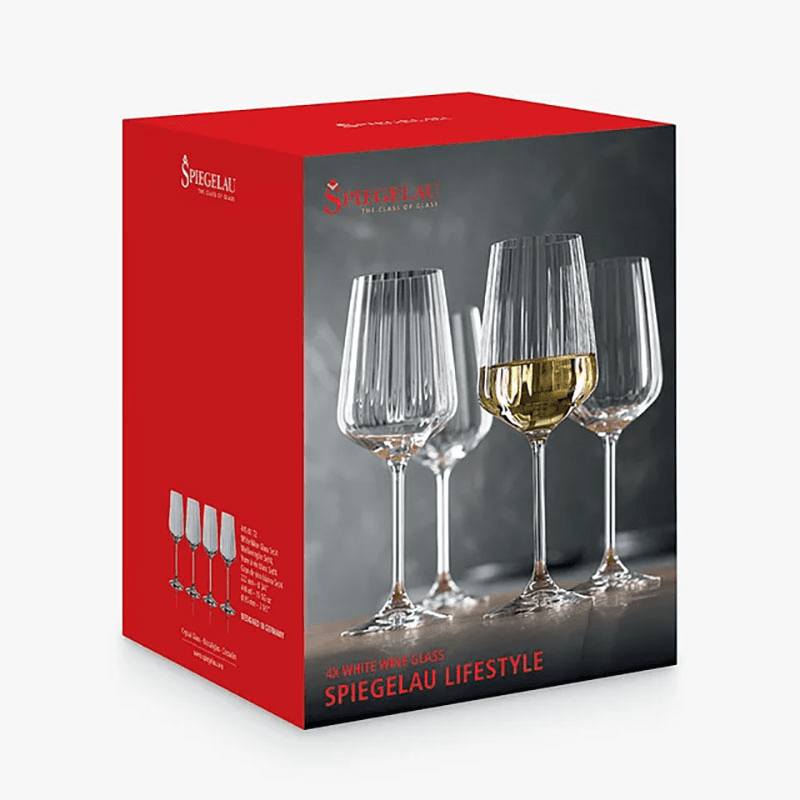 LifeStyle Set of 4 White Wine Glasses, 440ml, Clear