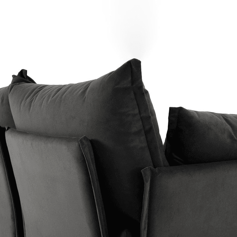 Model 06 Velvet 2 Seater Sofa With Chaise, Charcoal