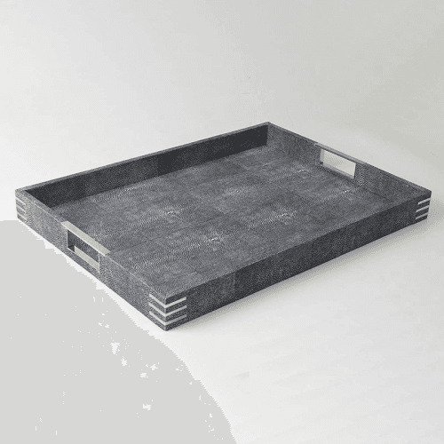 Image showing the Chandler Rectangular Drinks Tray, 54 x 40 cm, Charcoal Grey product.
