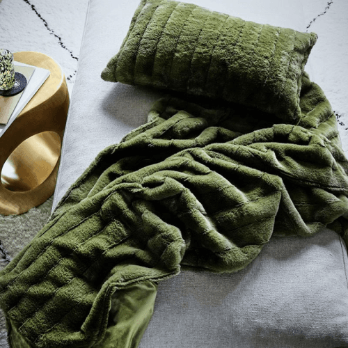 Image showing the Ribbed Throw, 170 x 160cm, Olive product.