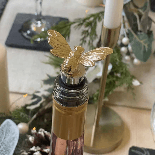 Image showing the Bee Bottle Stopper, H9.5cm, Gold product.
