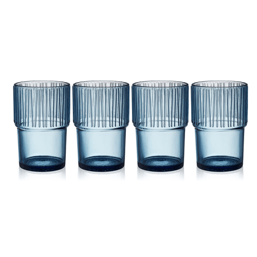 Image showing the Kusintha Set of 4 Cafe Glasses, 380ml, Blue product.