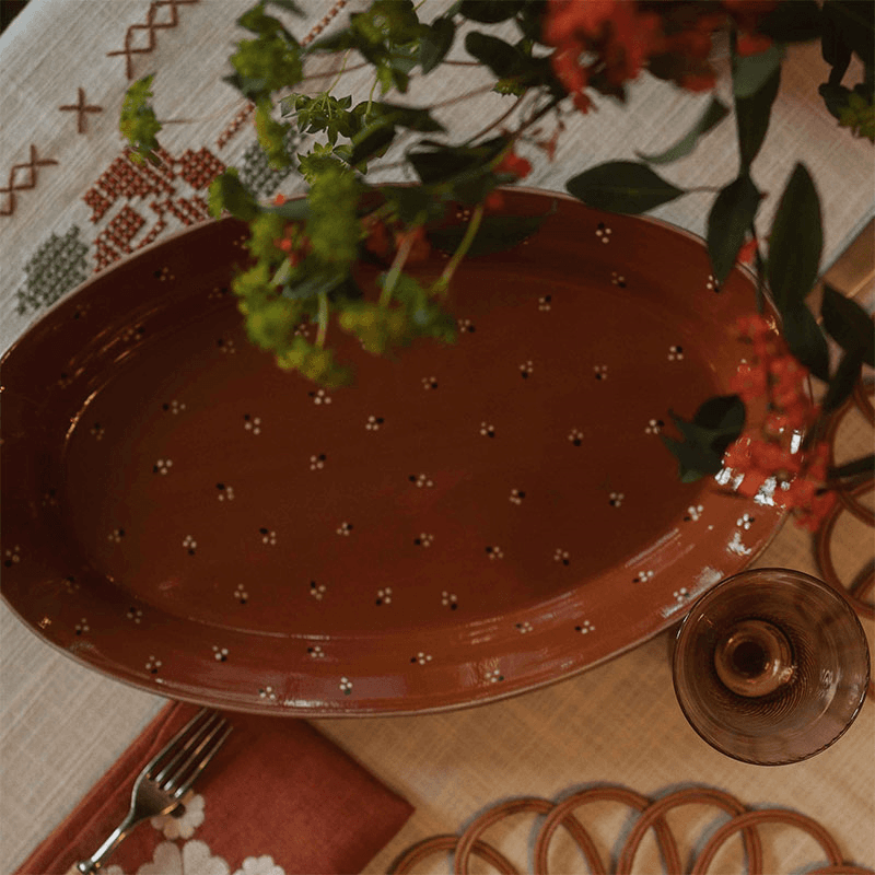 Dotty Serving Platter, L38cm, Terracotta