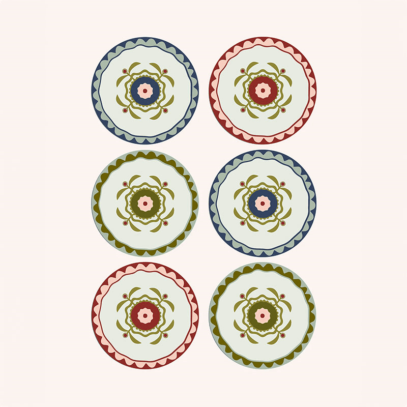 Patchwork Set of 6 Placemats, D29cm, Multi