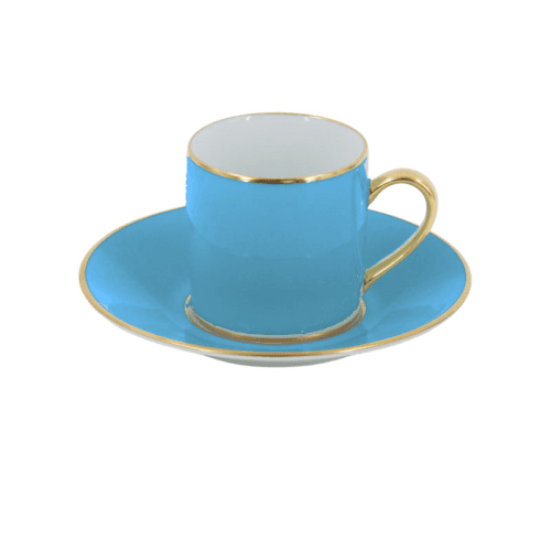 Image showing the Sous Le Soleil Empire Coffee Cup & Saucer, 90ml, Matt Gold Classic Turquoise product.