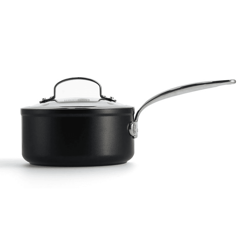 Barcelona Pro Non-Stick Saucepan with Lid, 18, Black