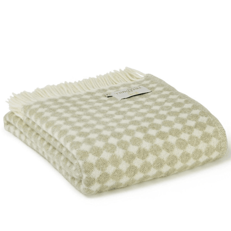 Jacquard Spot Pure New Wool Throw, 130 x 200cm, Sage