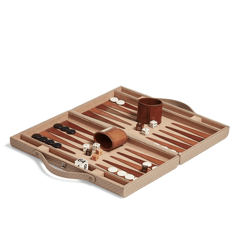 Bennet Leather Backgammon Set, Taupe
