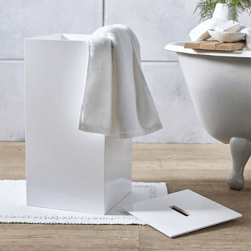 Image showing the Lacquer Laundry Bin, H60.5cm, White product.