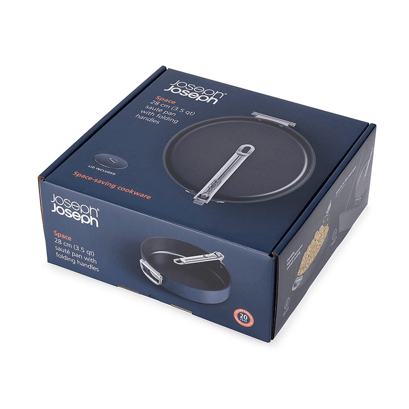 Space Folding Ceramic Non-Stick Saute Pan & Lid, 28cm, Midnight Blue