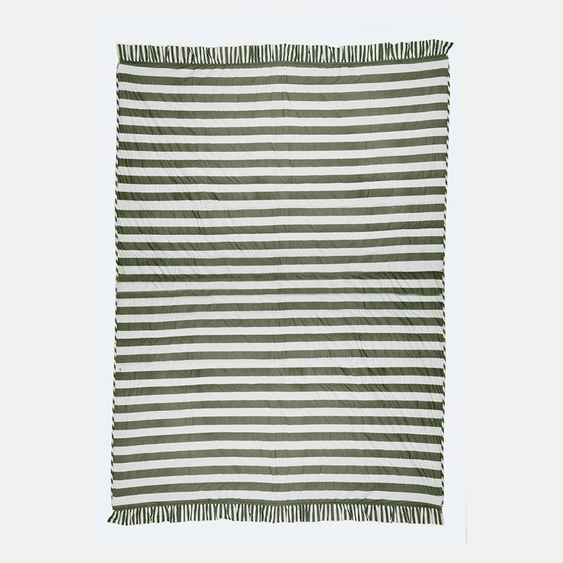Stripe Quilt, 150 X 200cm, Olive