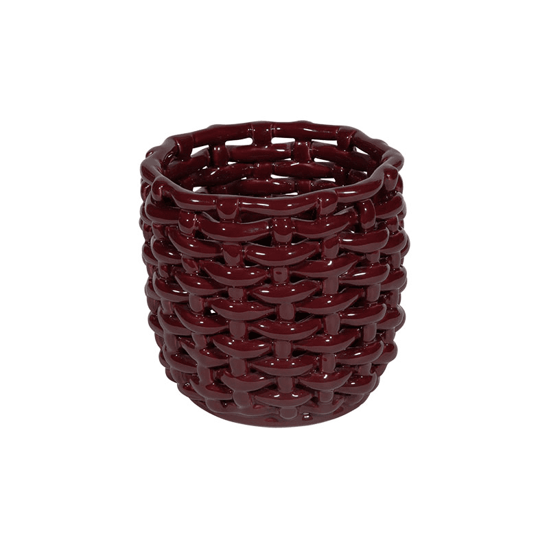 Juicy Basketweave Planter, D18cm, Burgundy