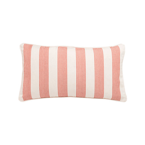 Image showing the Nook Stripe Small Lumbar Cushion, 65 x 35 cm, Red /White product.