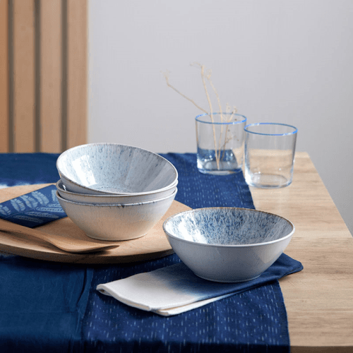 Image showing the Kiln Blue Set of 4 Cereal Plates, D16.5cm product.