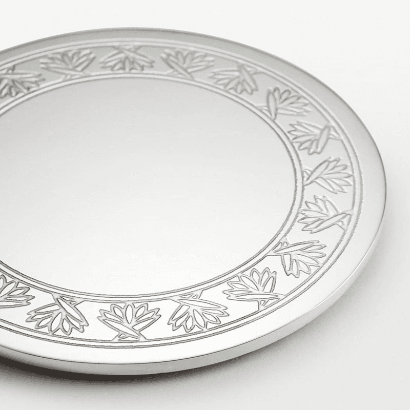 Rochester Set of 4 Engraved Silver Coasters, H4.3 x W12.8  x D13cm, Silver