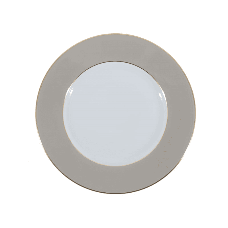 Sous Le Soleil Dessert Plate, D22.5cm, Matt Gold Classic Pearl Grey