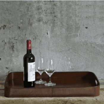 Image showing the Oblong Tray, Chestnut Brown, Leather, Large 58cm product.