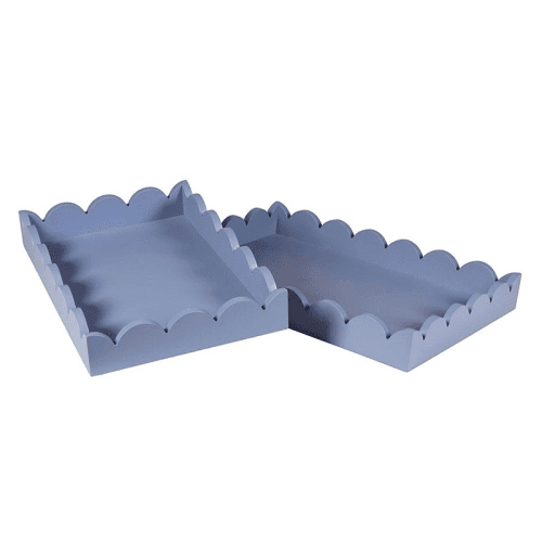 Image showing the Scallop Set of 2 Trays, 49.5 x 35cm, Grey product.