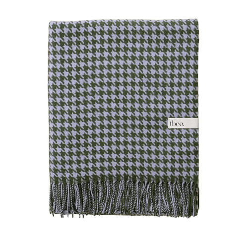 Image showing the Lambswool Blanket, 150 x 200cm, Olive Houndstooth product.