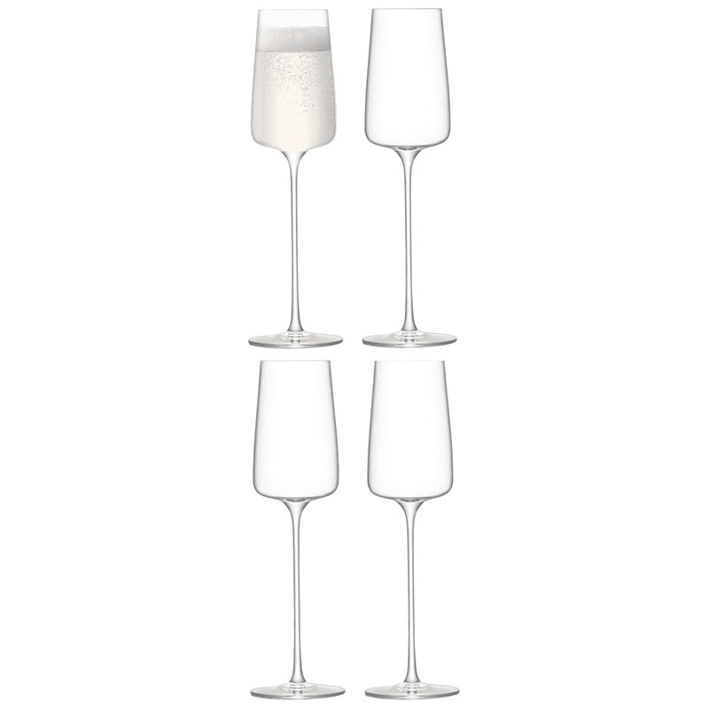 Metropolitan Set of 4 Champagne Flutes, 230ml, Clear