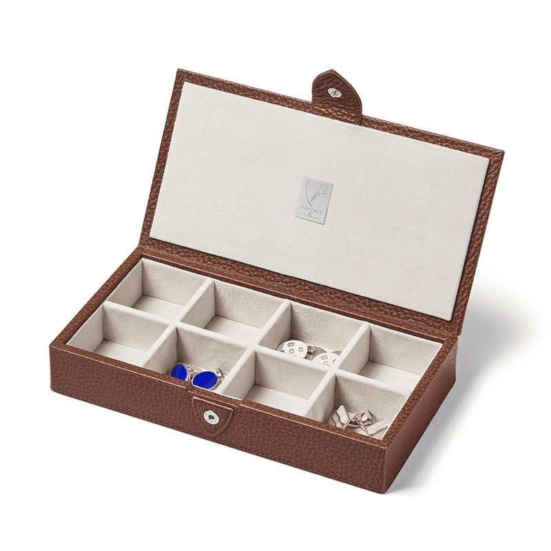 Cufflink Box, L11.5 x W21.5cm, Tobacco Pebble