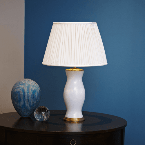 Image showing the Lamp Base, Self Whiteous, White, 33 x 15cm product.
