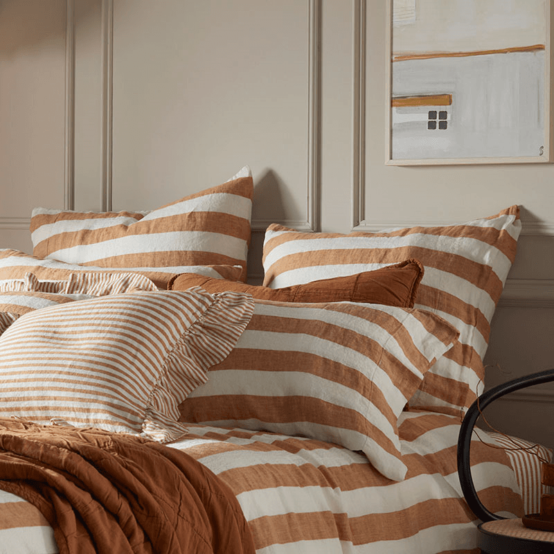 Cora Stripe Pillowcase, Standard, Amber