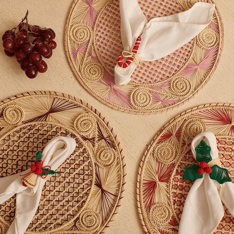 Sandra Set of 2 Woven Placemats, D35cm, Rose Pink