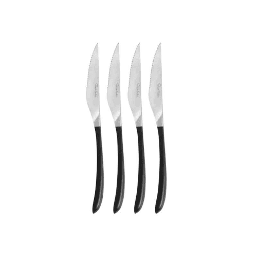 Image showing the Contour Noir Satin Steak Knife, Set of 4, Black, Satin Stainless Steel product.