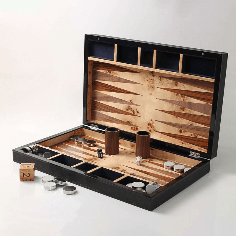 Backgammon Board, 54 x 34cm, Caviar Black Shagreen