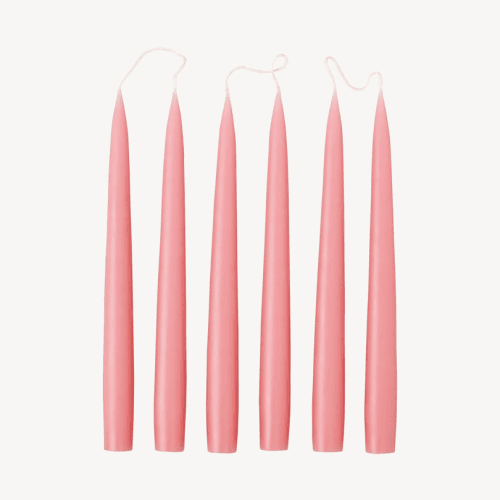 Image showing the Set of 6 Tapered Dinner Candles, H25cm, Vintage Rose product.