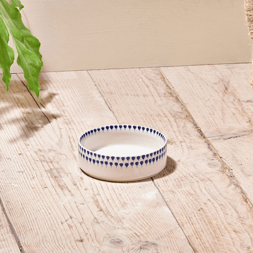 Image showing the Indigo Drop Ceramic Pet Bowl, D12cm, Cream product.