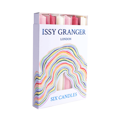 Image showing the Les Roses Set of 6 Dinner Candles, Mixed Pink product.