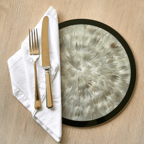 Image showing the Feather and Glass Set of 2 Placemats, D28cm, Duck product.