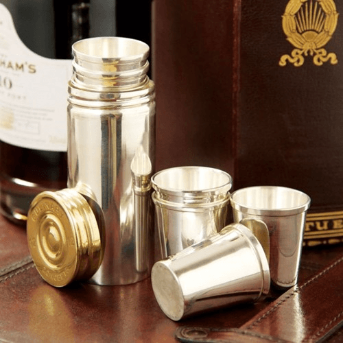 Image showing the Cartridge Set of 8 shot cups, 10cm, Silver Plate product.