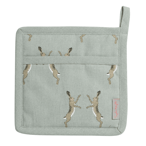 Image showing the Boxing Hares Pot Grab, Duck Egg Grey product.