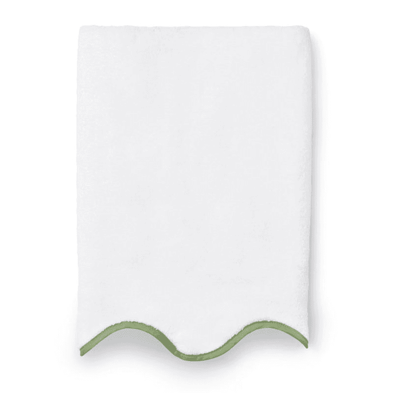 Amelia Scalloped Pair of Hand Towels, Asparagus